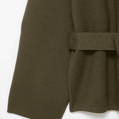 Olive Belted Knit Cardigan Jacket