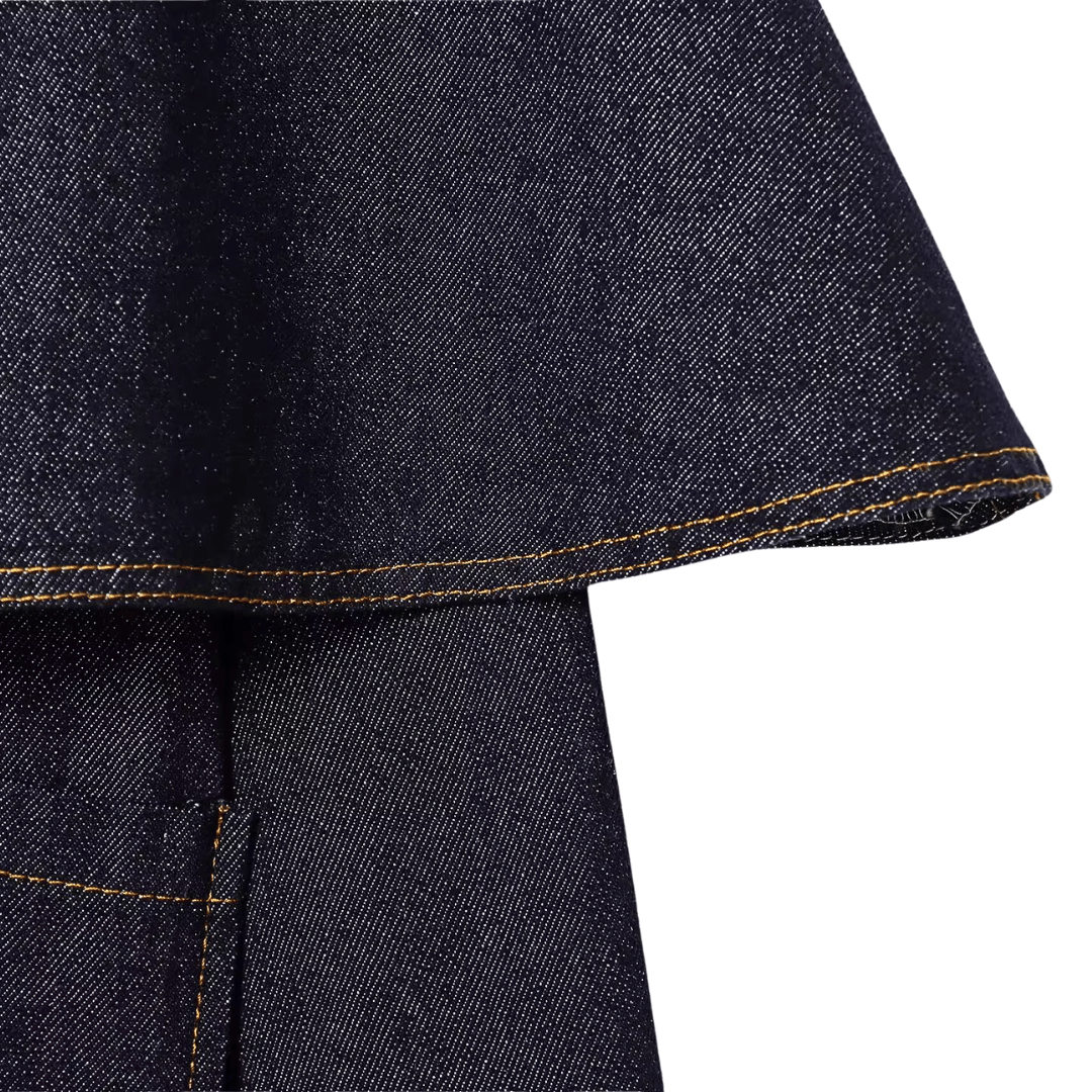 Dark Wash Denim Cape Jacket – Cropped Western Outerwear