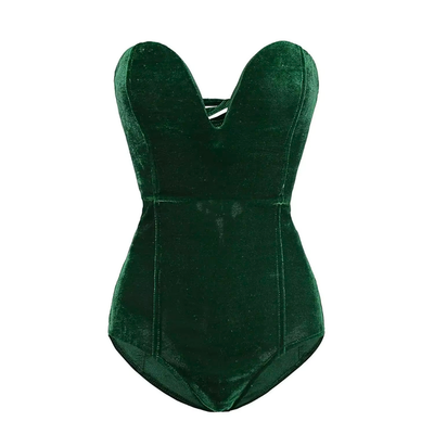 Velvet Plunge Corset Bodysuit