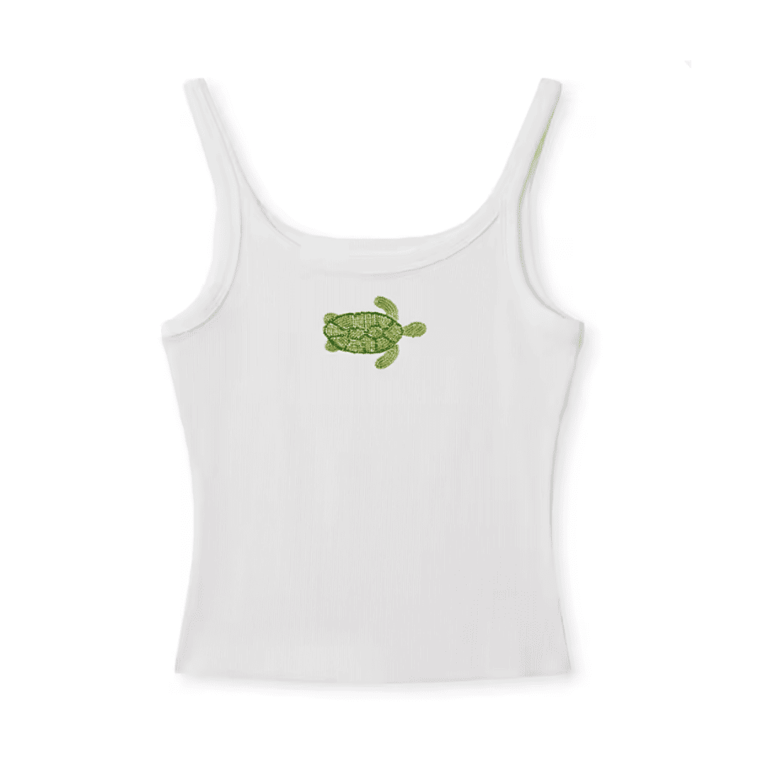Embroidered Cotton Ribbed Tank Top