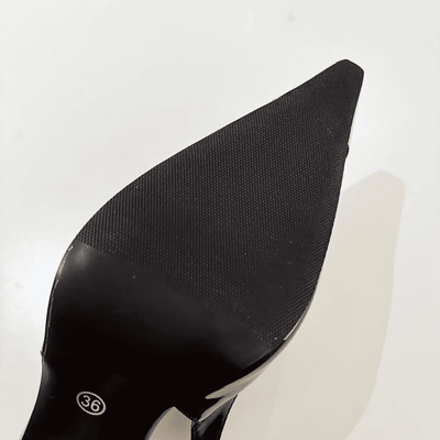 Patent Gold Buckle Slingbacks