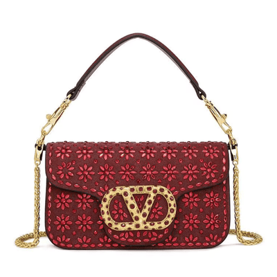 Embellished Floral Leather Handbag