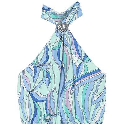Abstract Print Halter Neck Mini Dress
