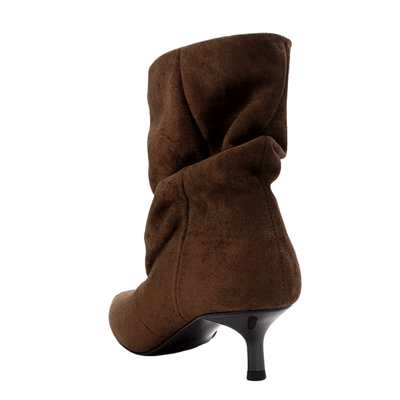Slouchy Faux Suede Ankle Boots – Kitten Heel Pointed Toe Booties
