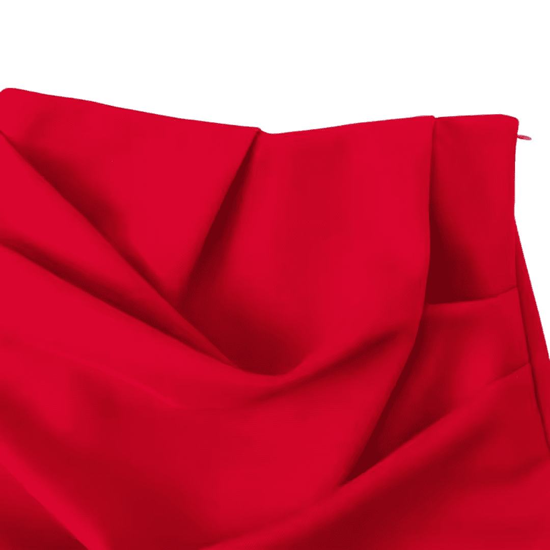 Red Draped Mini Skirt