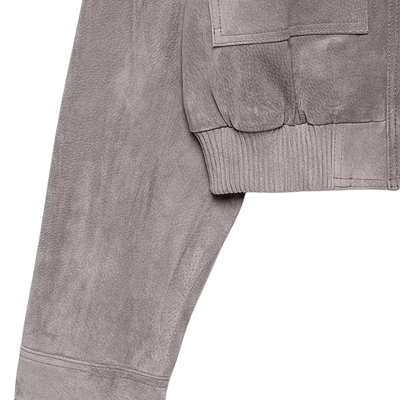 Faux Suede Utility Bomber Jacket – Grey Crop Cargo Coat