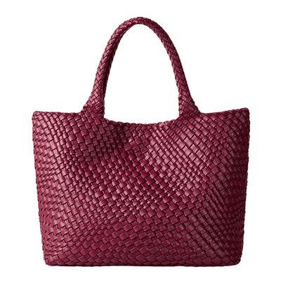 Woven Faux Leather Tote