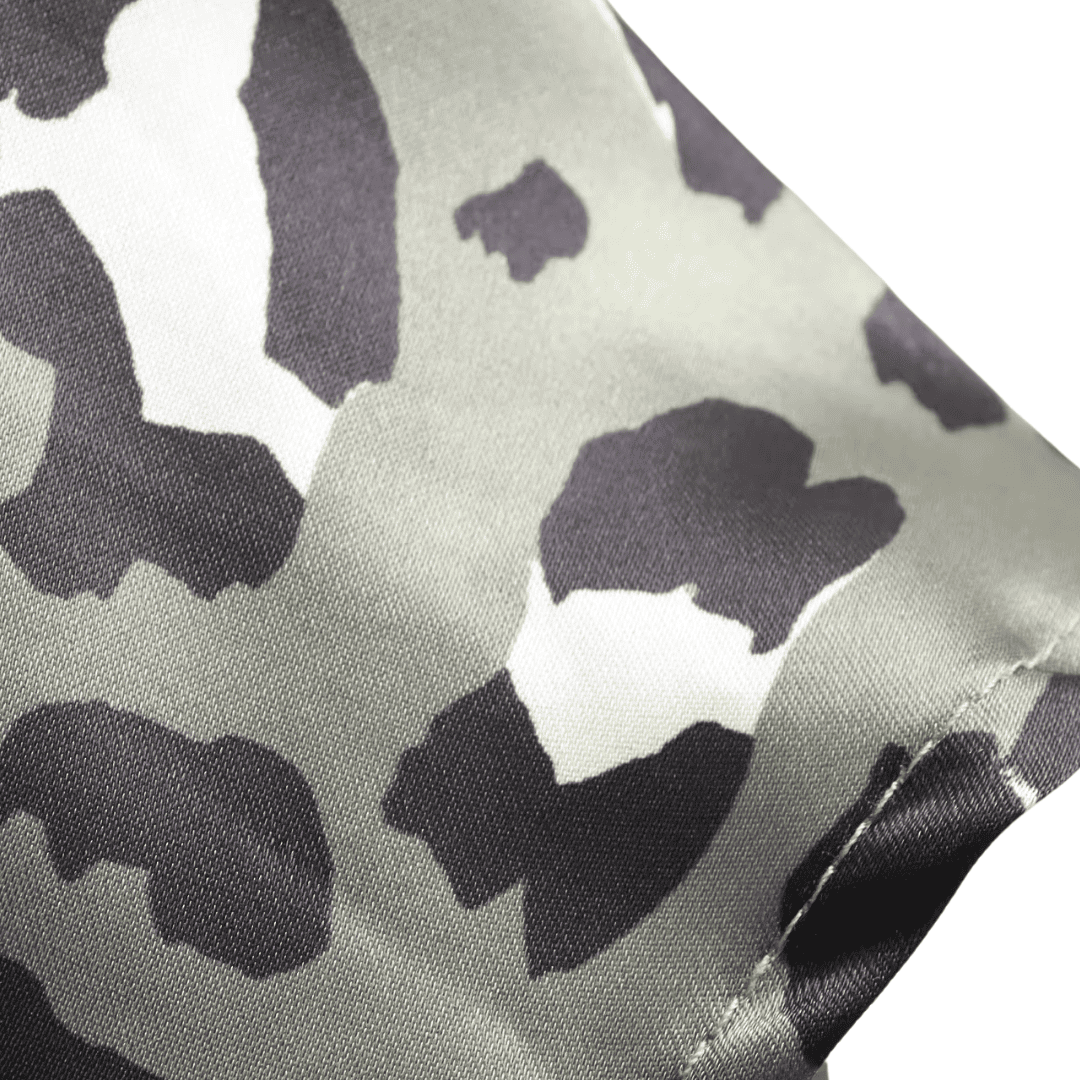 Leopard Print Satin Midi Skirt