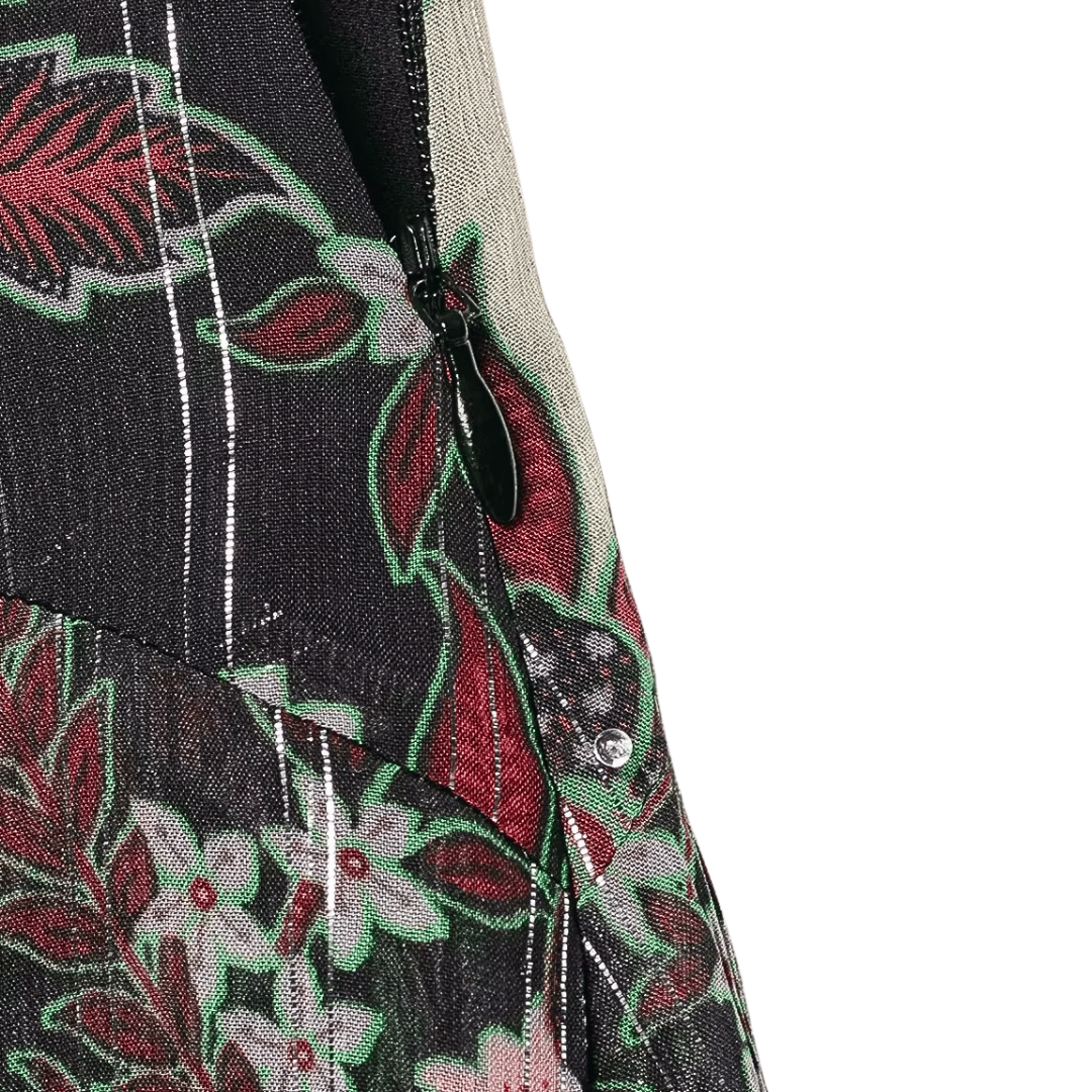 Floral Print Asymmetrical Midi Skirt – Lurex Bohemian Flowy Skirt