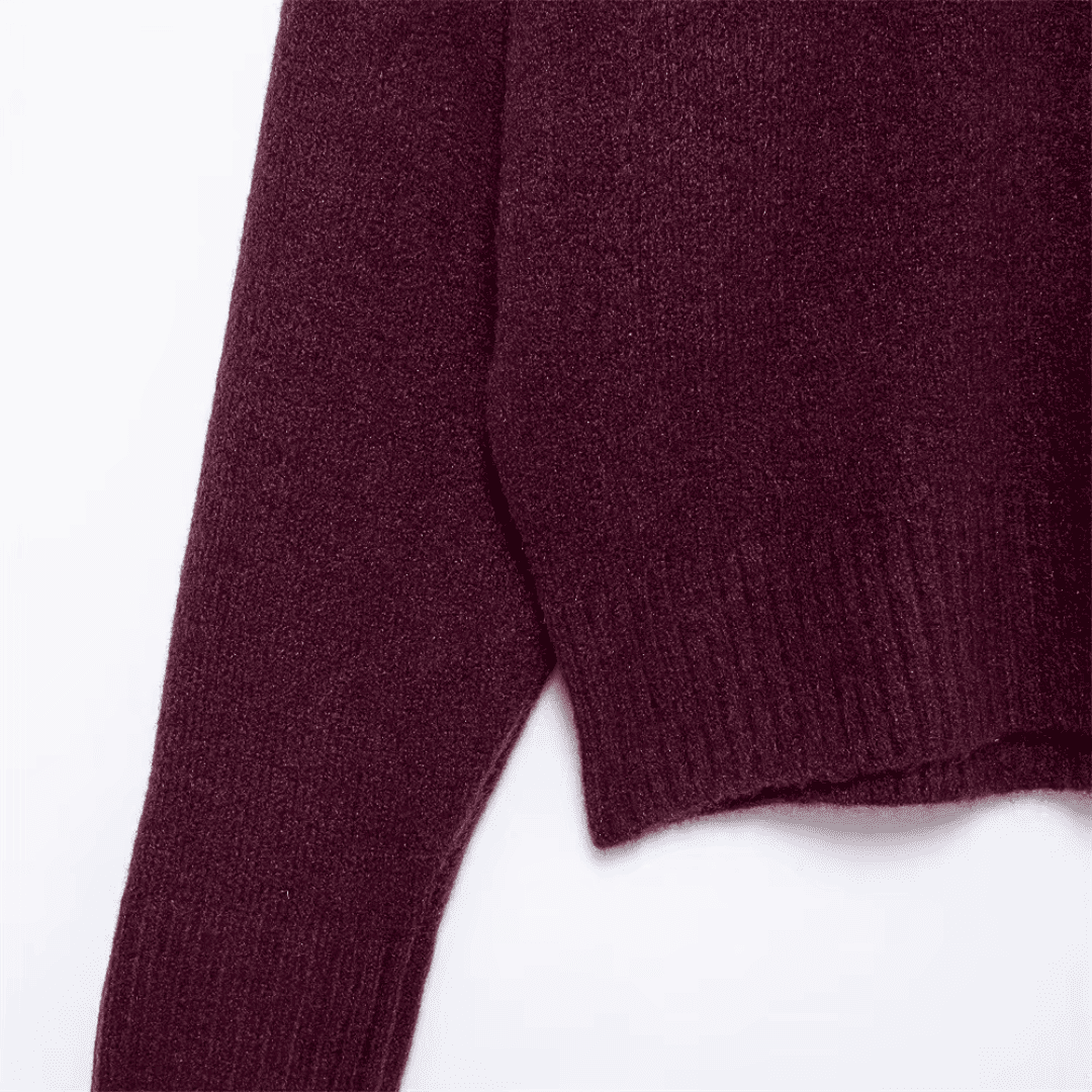 Soft Knit High-Neck Sweater in Burgundy