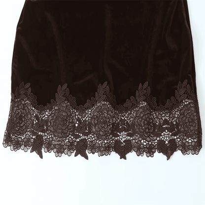 Velvet Mock Neck Lace Dress