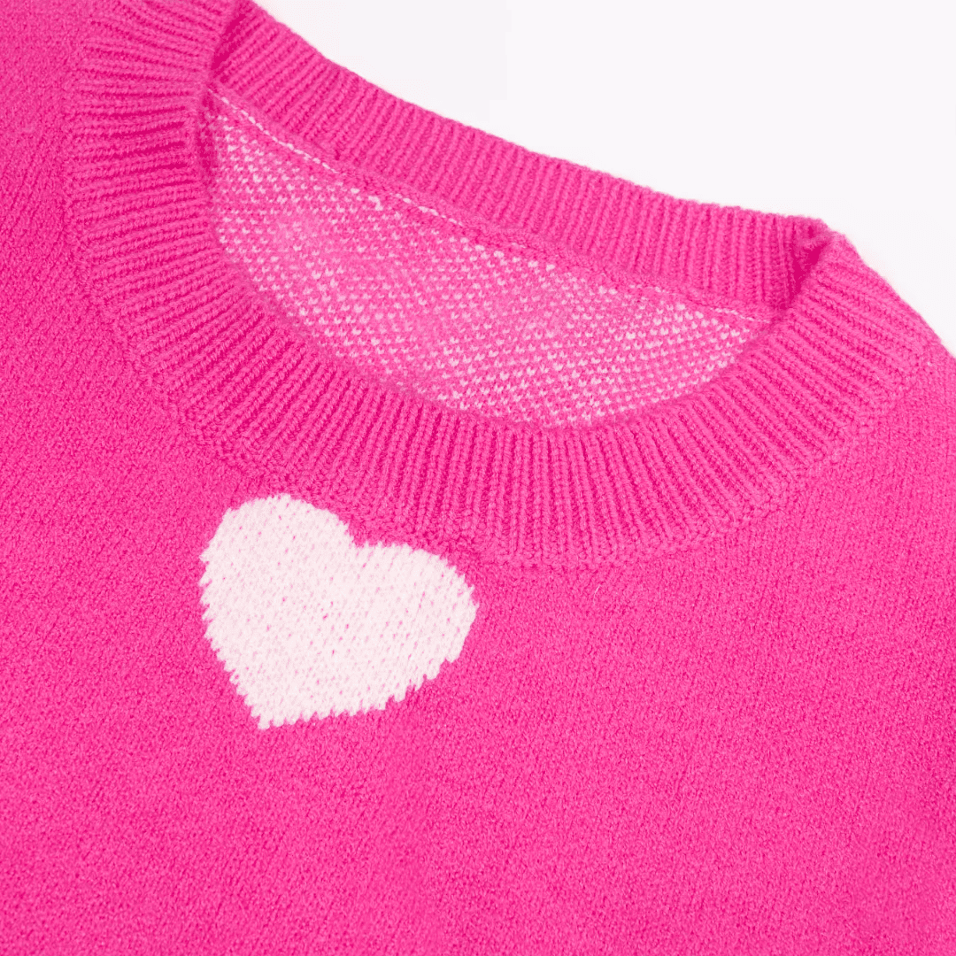 Pink Heart Knit Sweater