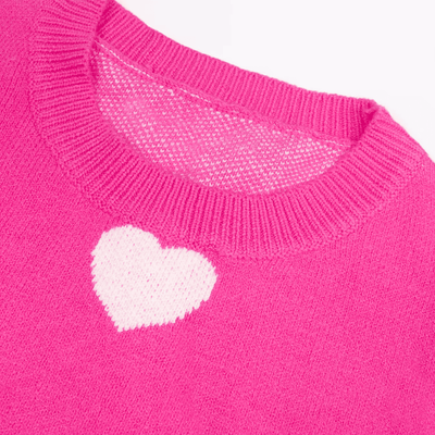 Pink Heart Knit Sweater