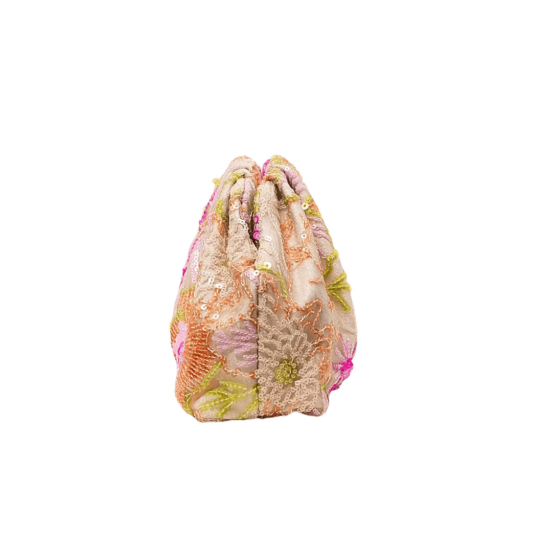 Floral Sequin Embroidered Clutch