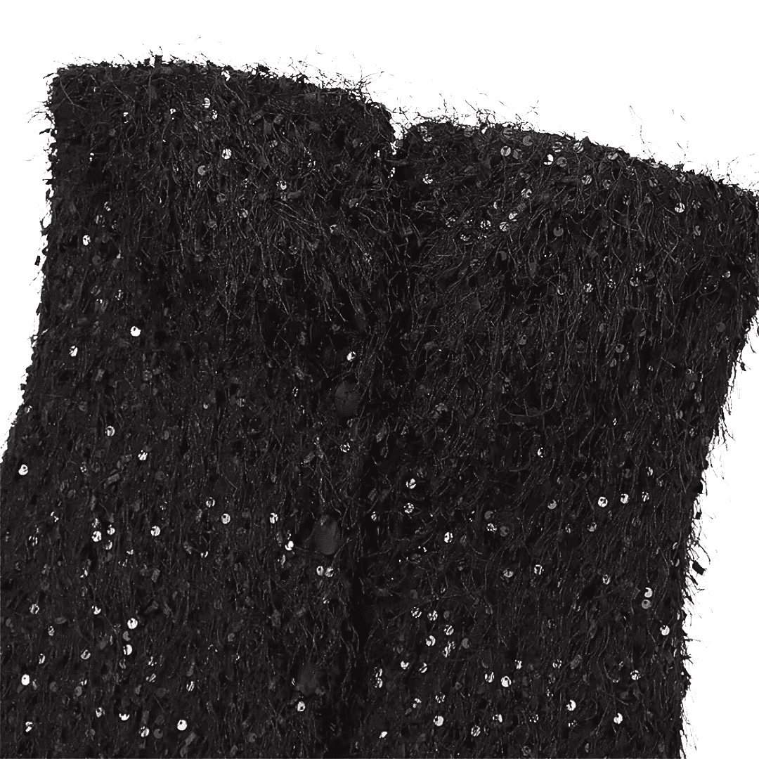 Schwarzes Pailletten-Federtop