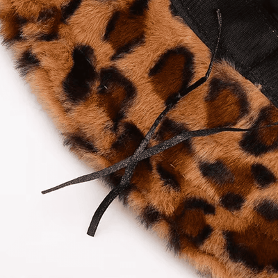 Fluffy Leopard Print Bucket Hat