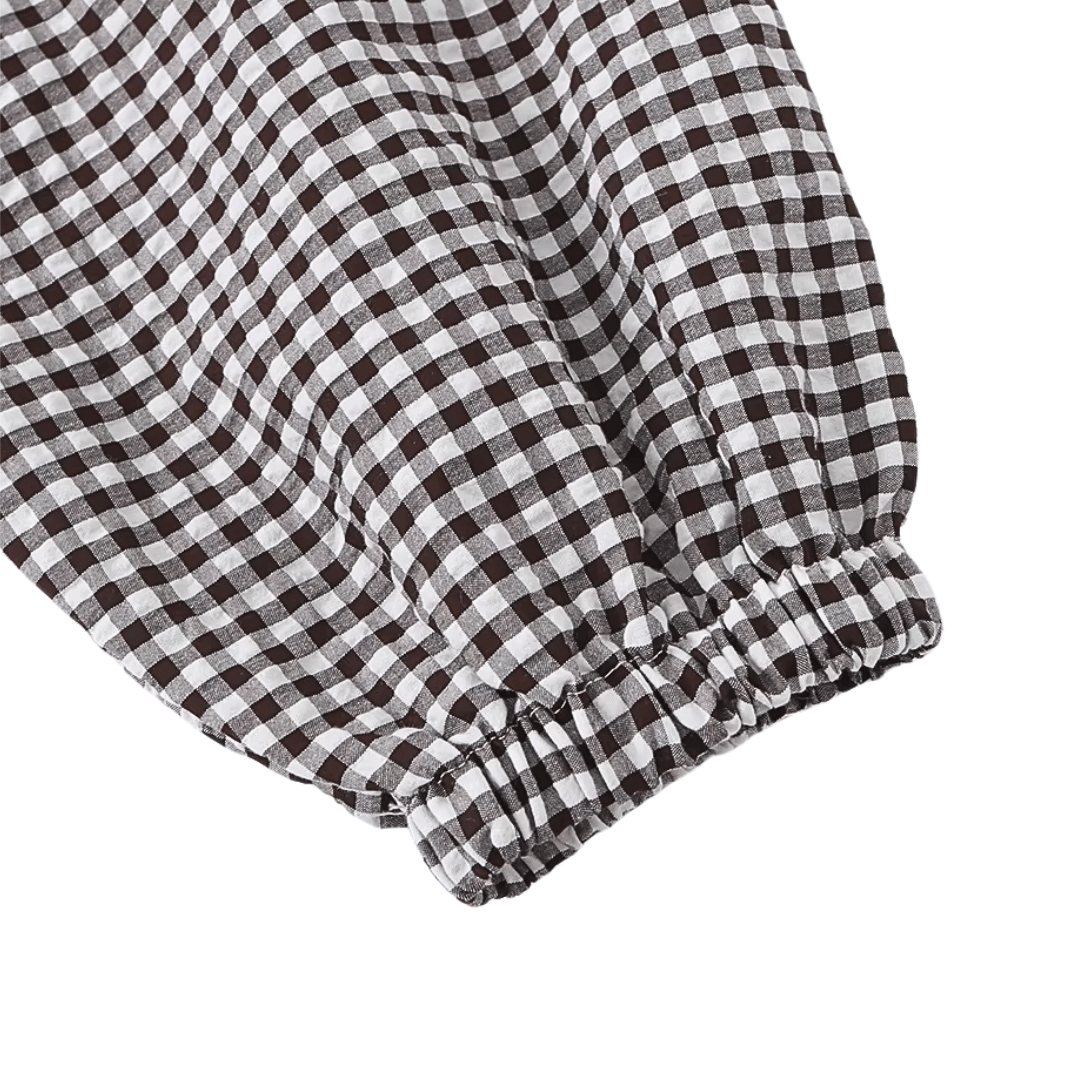 Gingham Drawstring Hem Button-Up Jacket