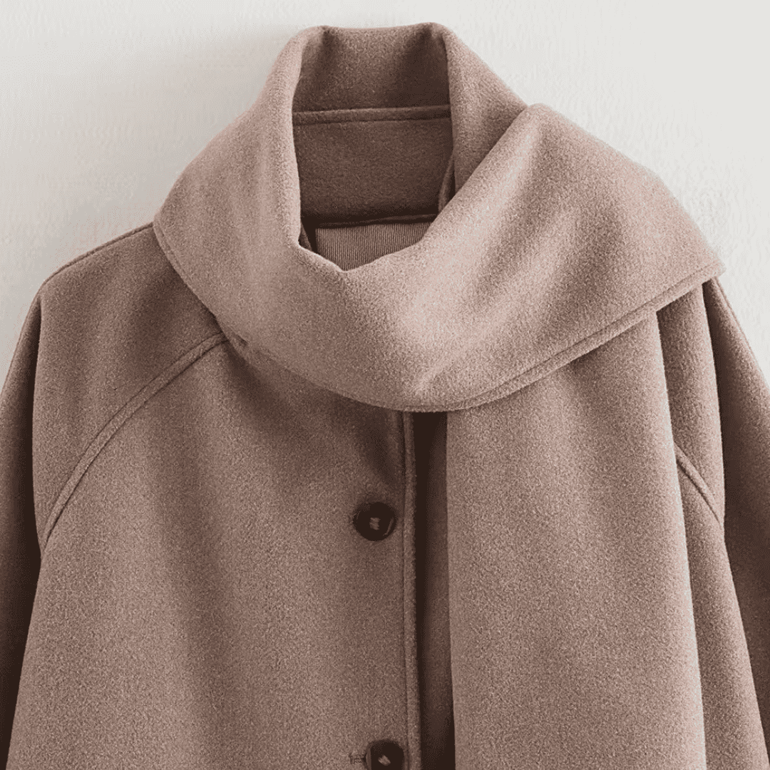 Chic Wool-Look Poncho with Scarf Collar
