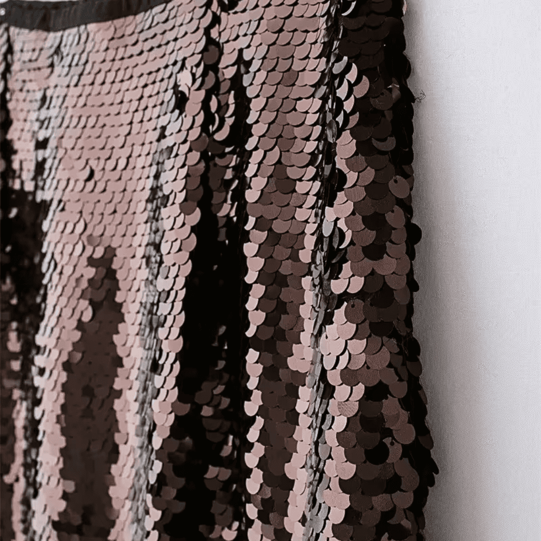 Brown Sequin High-Slit Midi