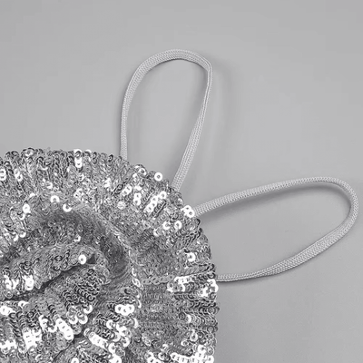 Silver Sequin Halter Gown