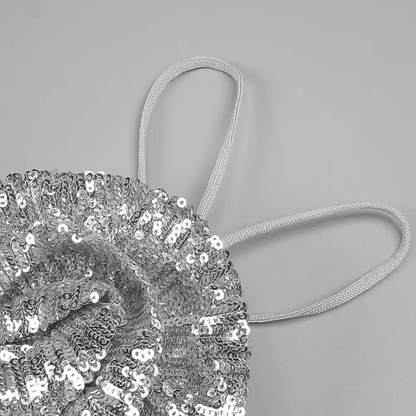 Silver Sequin Halter Gown