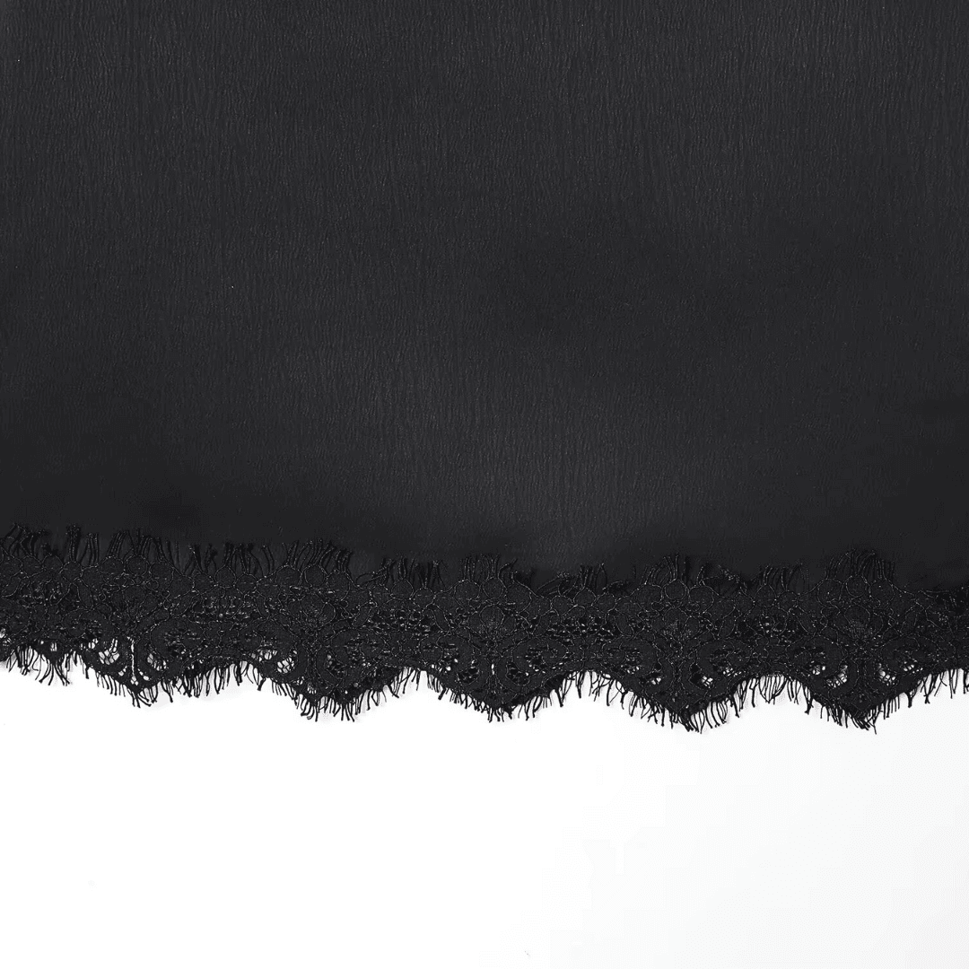 Black Satin Lace Skirt