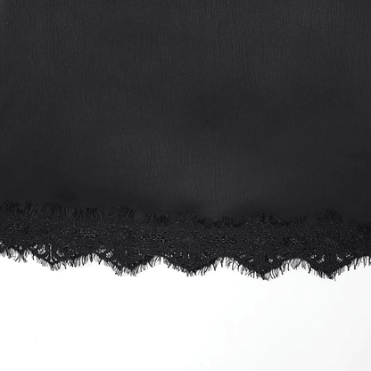 Black Satin Lace Skirt