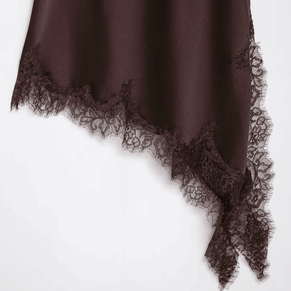 Satin Asymmetric Lace Dress