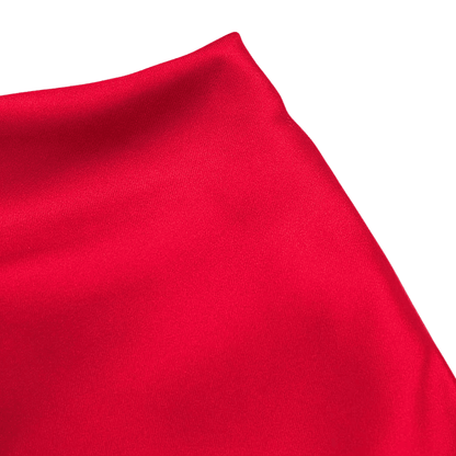 Red Satin Drape Maxi Dress