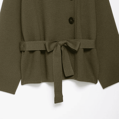Olive Belted Knit Cardigan Jacket