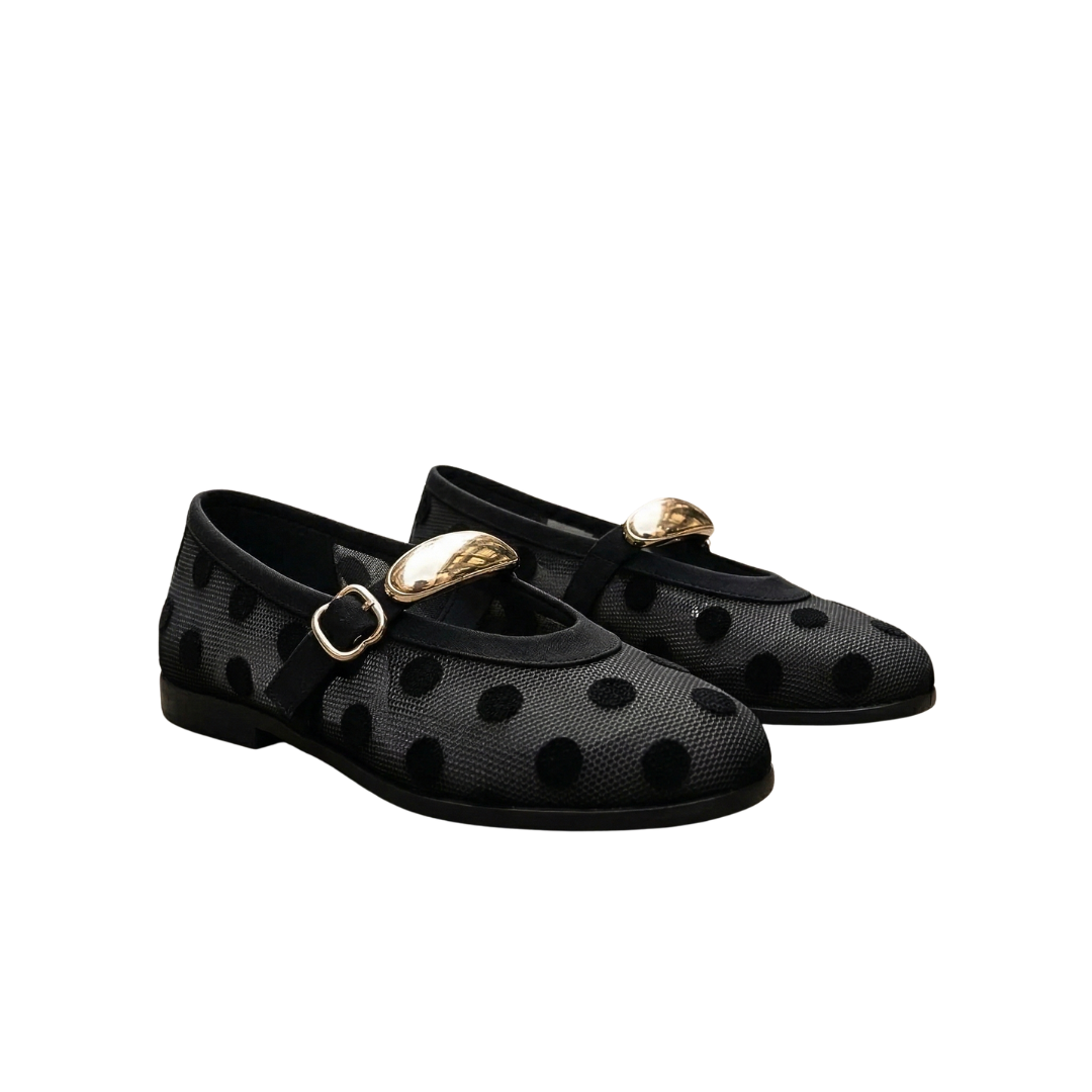 Polka Dot Mesh Ballerina Flats