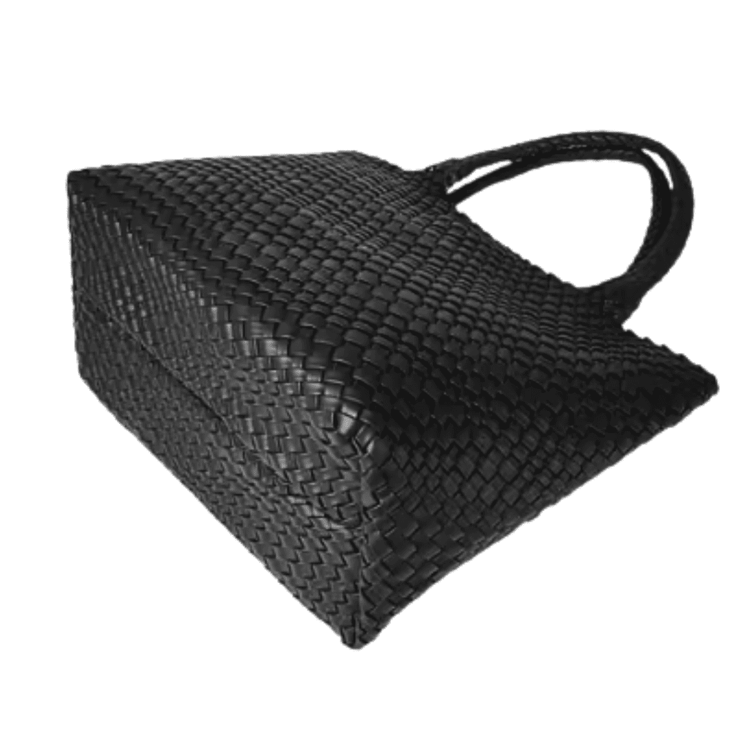 Woven Faux Leather Tote