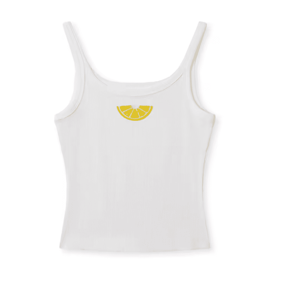 Embroidered Cotton Ribbed Tank Top