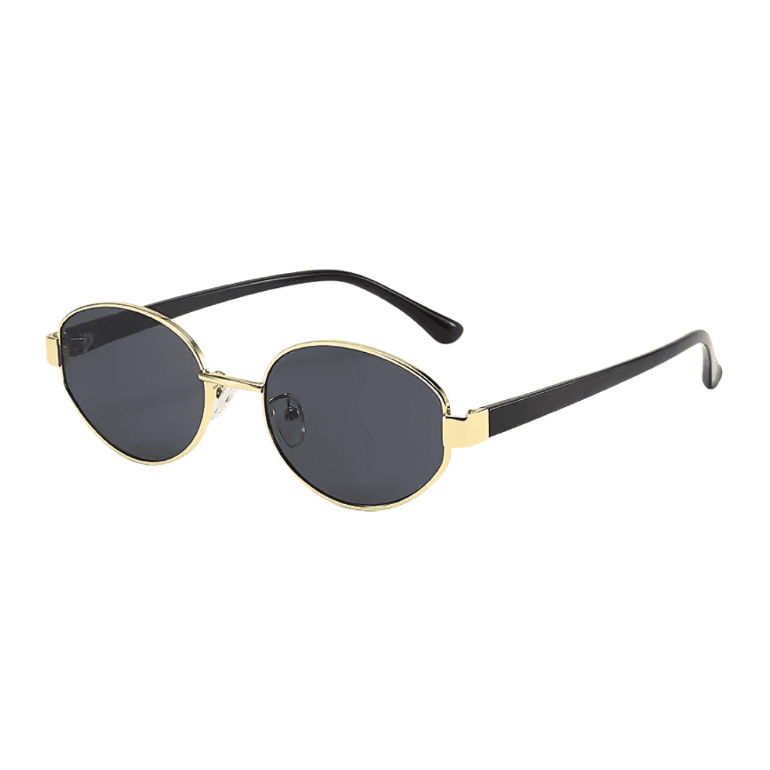 Vintage Oval Metal Gold Sunglasses