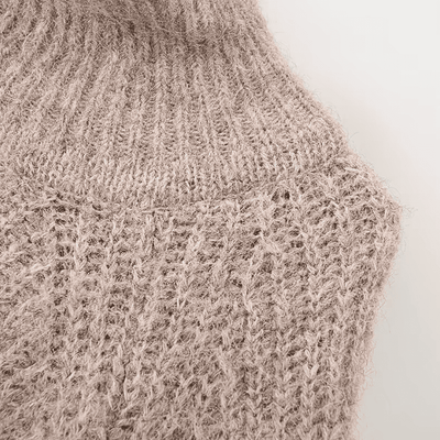 Oversized Beige Strickpullover