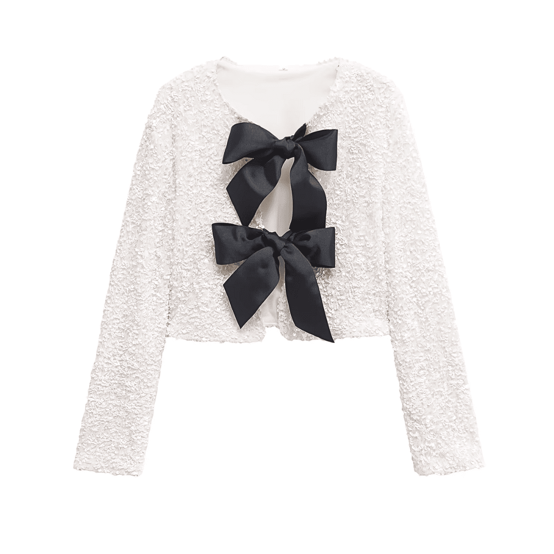 Sequin Bow Cropped Jacket