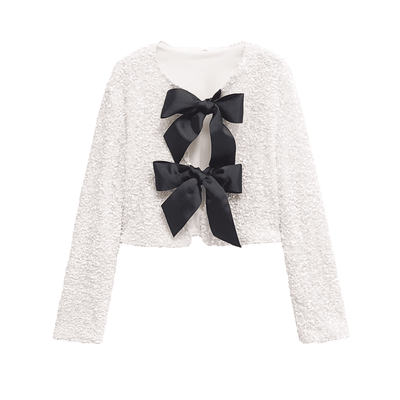 Sequin Bow Cropped Jacket