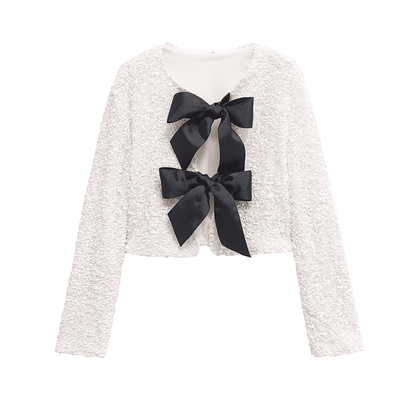 Sequin Bow Cropped Jacket