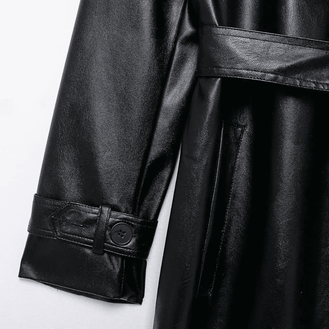 Classic Faux Leather Trench