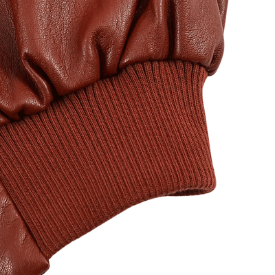 Brown Faux Leather Set – Vintage Bomber Outfit
