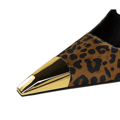 Metal Toe Slingback Heels