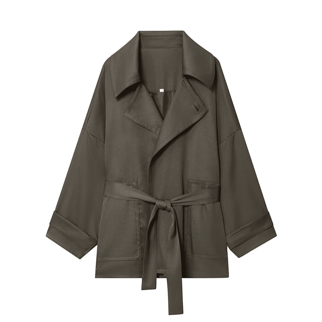 Dark Gray Wide-Leg Pant Suit Set