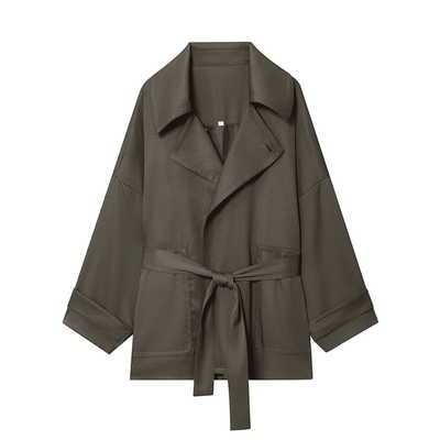 Dark Gray Wide-Leg Pant Suit Set