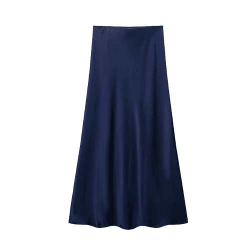 Satin High-Waisted Midi Skirt