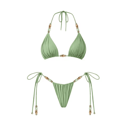 Perlenbesticktes Bikini-Rock-Set
