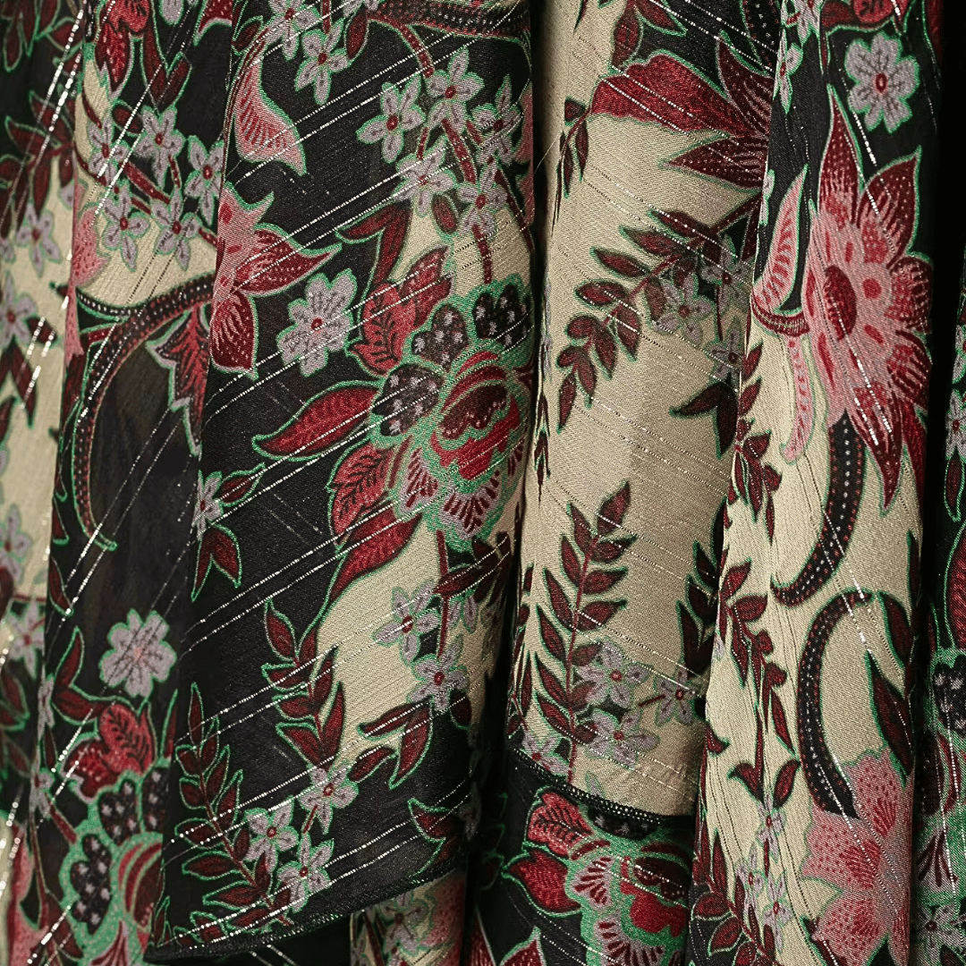 Floral Print Asymmetrical Midi Skirt – Lurex Bohemian Flowy Skirt