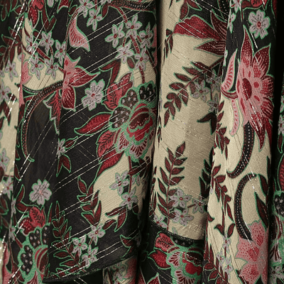 Floral Print Asymmetrical Midi Skirt – Lurex Bohemian Flowy Skirt