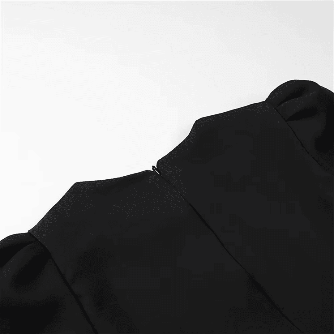 Crystal Appliqué Puff Sleeve Dress