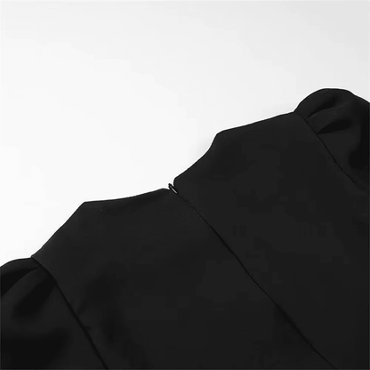 Crystal Appliqué Puff Sleeve Dress