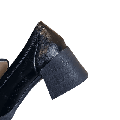 Black Leather Heeled Loafers